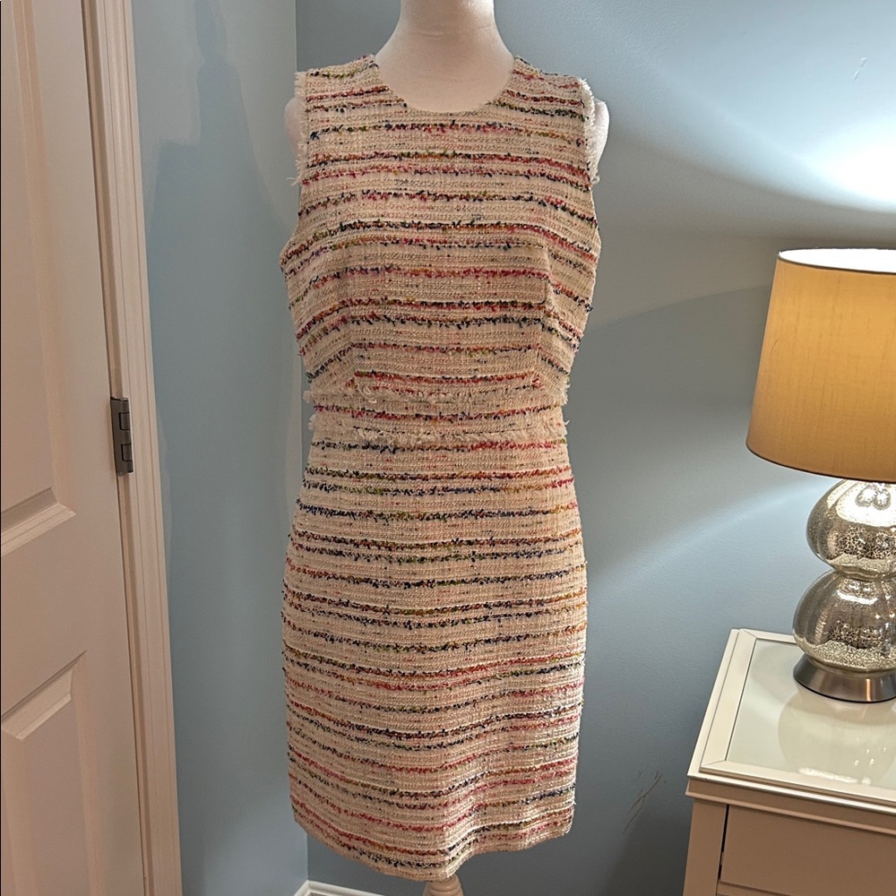 J. Crew Cream Multicolor Textured Mini Dress